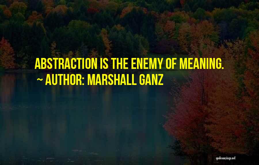 Marshall Ganz Quotes: Abstraction Is The Enemy Of Meaning.
