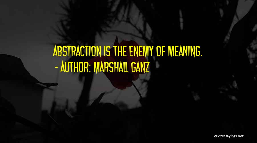 Marshall Ganz Quotes: Abstraction Is The Enemy Of Meaning.