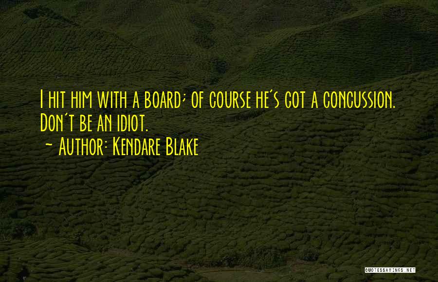 Kendare Blake Quotes: I Hit Him With A Board; Of Course He's Got A Concussion. Don't Be An Idiot.