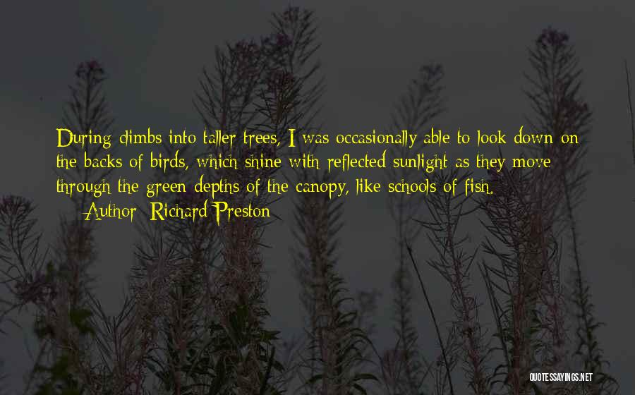 Richard Preston Quotes: During Climbs Into Taller Trees, I Was Occasionally Able To Look Down On The Backs Of Birds, Which Shine With