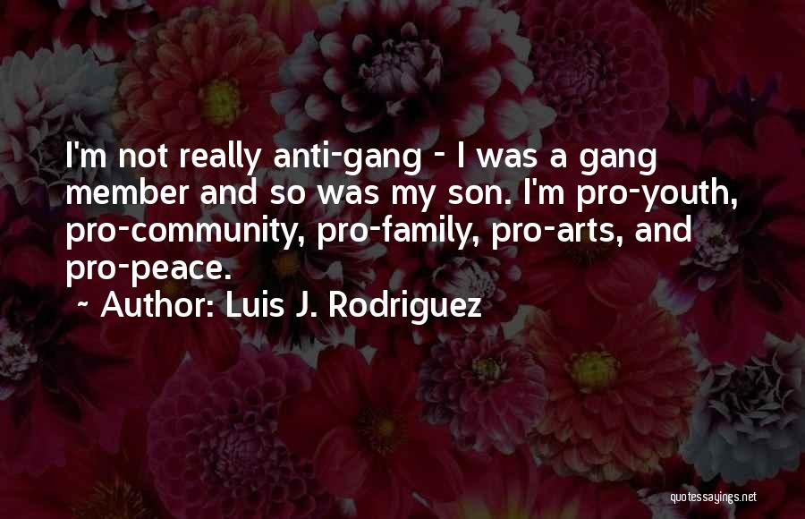 Luis J. Rodriguez Quotes: I'm Not Really Anti-gang - I Was A Gang Member And So Was My Son. I'm Pro-youth, Pro-community, Pro-family, Pro-arts,