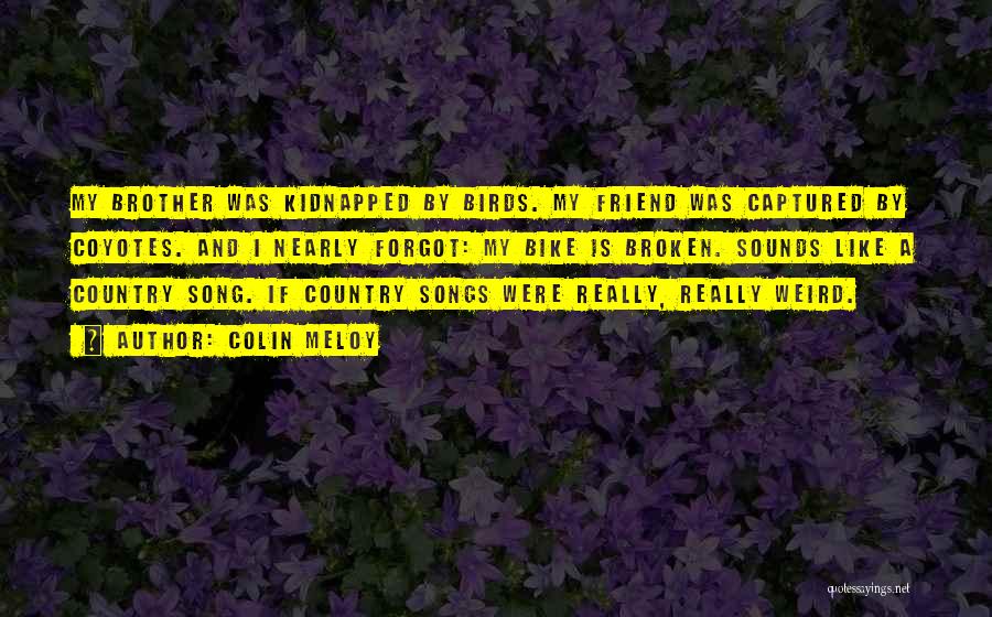 Colin Meloy Quotes: My Brother Was Kidnapped By Birds. My Friend Was Captured By Coyotes. And I Nearly Forgot: My Bike Is Broken.