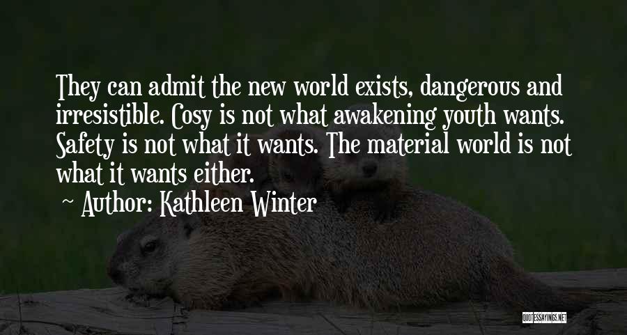 Kathleen Winter Quotes: They Can Admit The New World Exists, Dangerous And Irresistible. Cosy Is Not What Awakening Youth Wants. Safety Is Not