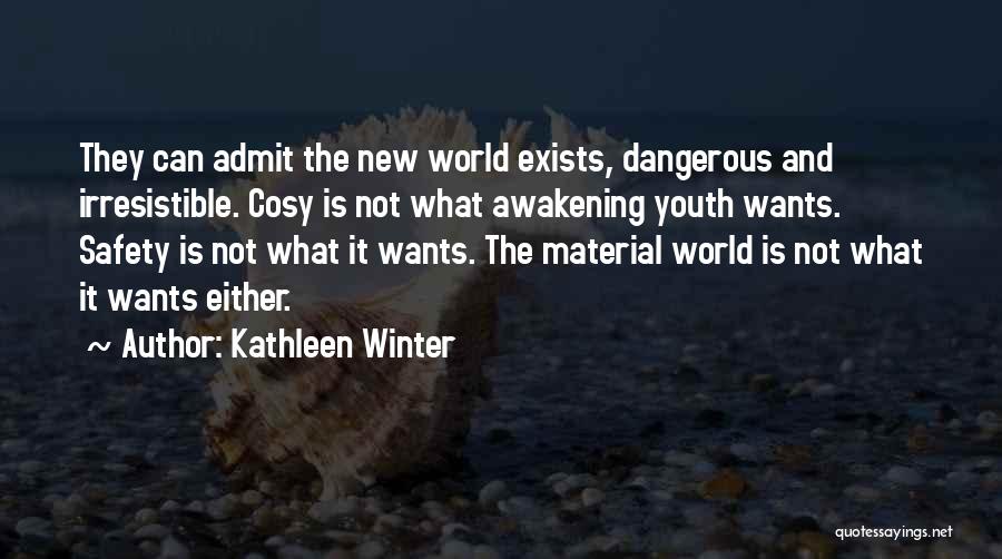 Kathleen Winter Quotes: They Can Admit The New World Exists, Dangerous And Irresistible. Cosy Is Not What Awakening Youth Wants. Safety Is Not