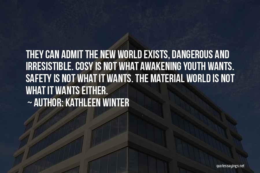 Kathleen Winter Quotes: They Can Admit The New World Exists, Dangerous And Irresistible. Cosy Is Not What Awakening Youth Wants. Safety Is Not