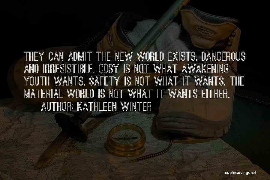 Kathleen Winter Quotes: They Can Admit The New World Exists, Dangerous And Irresistible. Cosy Is Not What Awakening Youth Wants. Safety Is Not