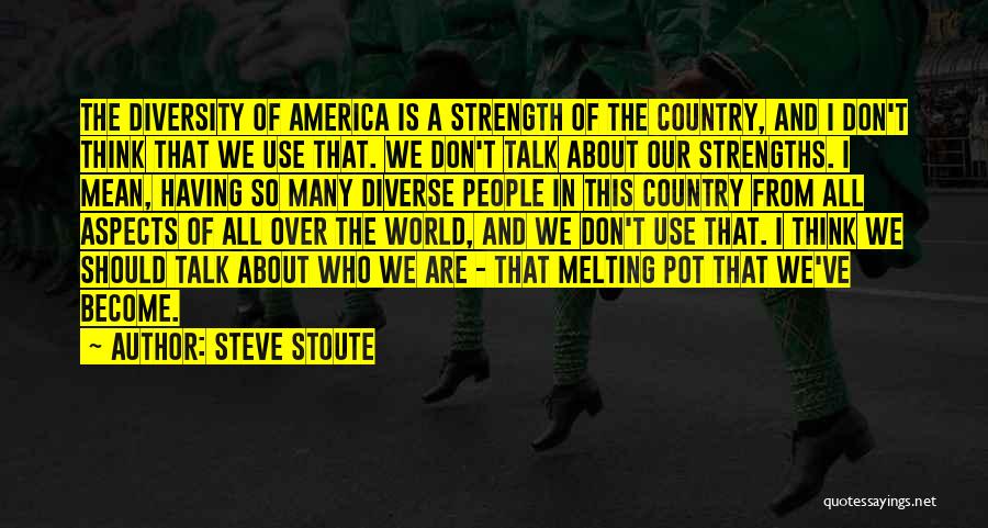 Steve Stoute Quotes: The Diversity Of America Is A Strength Of The Country, And I Don't Think That We Use That. We Don't