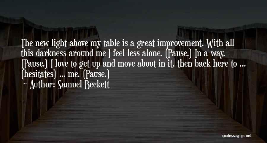 Samuel Beckett Quotes: The New Light Above My Table Is A Great Improvement. With All This Darkness Around Me I Feel Less Alone.