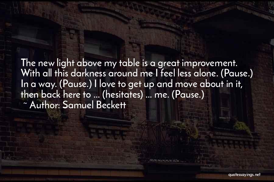 Samuel Beckett Quotes: The New Light Above My Table Is A Great Improvement. With All This Darkness Around Me I Feel Less Alone.