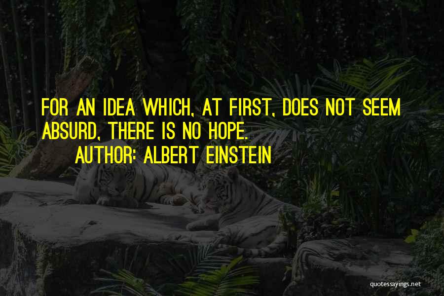 Albert Einstein Quotes: For An Idea Which, At First, Does Not Seem Absurd, There Is No Hope.