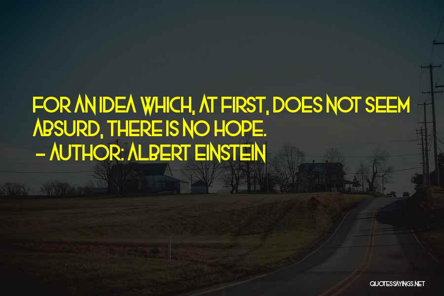 Albert Einstein Quotes: For An Idea Which, At First, Does Not Seem Absurd, There Is No Hope.