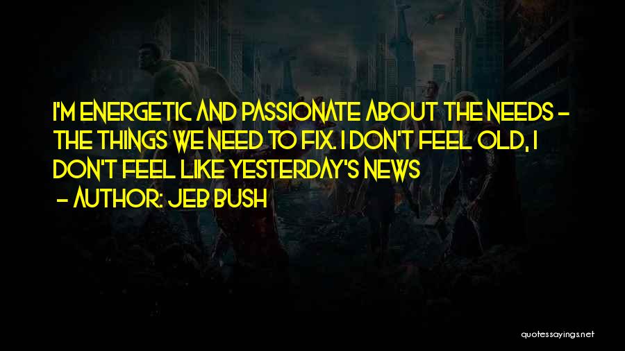 Jeb Bush Quotes: I'm Energetic And Passionate About The Needs - The Things We Need To Fix. I Don't Feel Old, I Don't