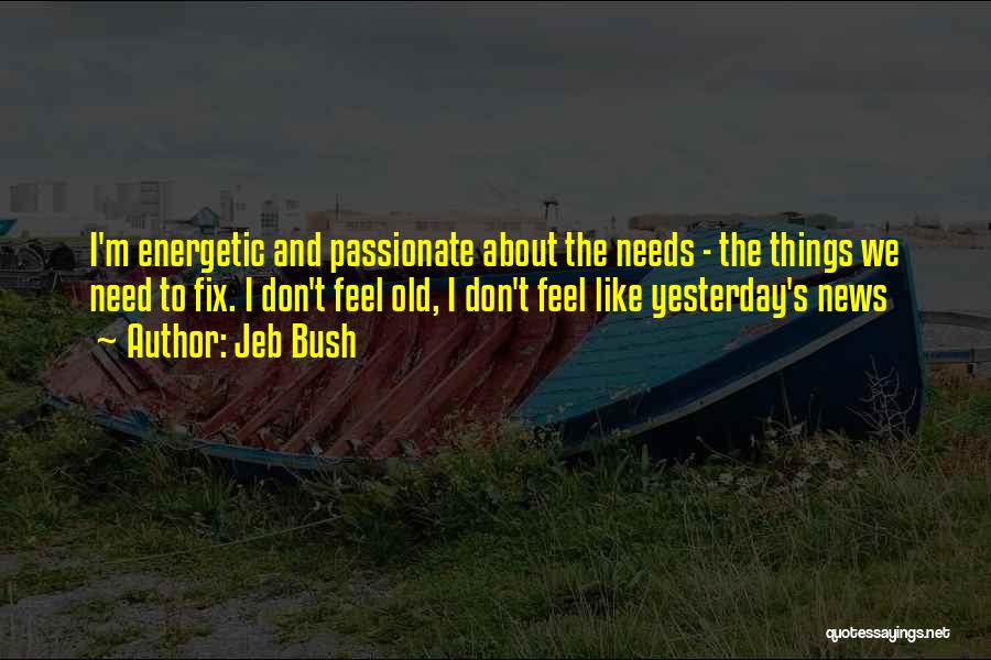 Jeb Bush Quotes: I'm Energetic And Passionate About The Needs - The Things We Need To Fix. I Don't Feel Old, I Don't