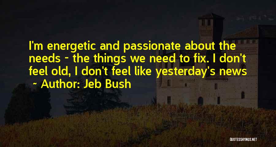 Jeb Bush Quotes: I'm Energetic And Passionate About The Needs - The Things We Need To Fix. I Don't Feel Old, I Don't