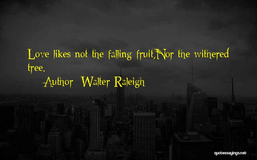 Walter Raleigh Quotes: Love Likes Not The Falling Fruit,nor The Withered Tree.