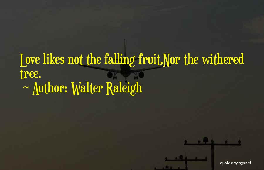 Walter Raleigh Quotes: Love Likes Not The Falling Fruit,nor The Withered Tree.