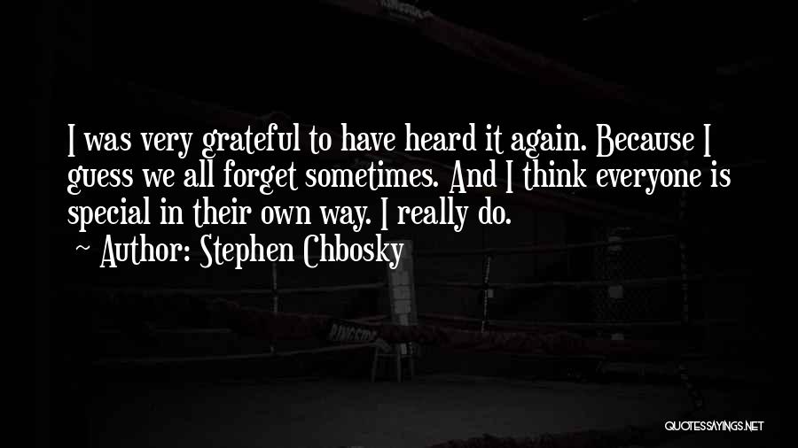 Stephen Chbosky Quotes: I Was Very Grateful To Have Heard It Again. Because I Guess We All Forget Sometimes. And I Think Everyone