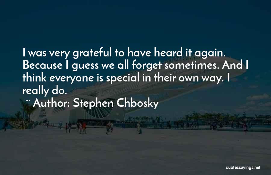 Stephen Chbosky Quotes: I Was Very Grateful To Have Heard It Again. Because I Guess We All Forget Sometimes. And I Think Everyone