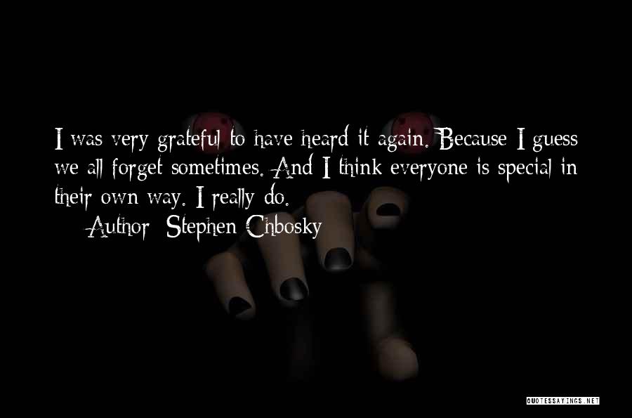 Stephen Chbosky Quotes: I Was Very Grateful To Have Heard It Again. Because I Guess We All Forget Sometimes. And I Think Everyone