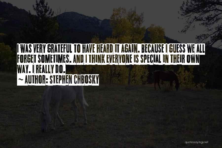 Stephen Chbosky Quotes: I Was Very Grateful To Have Heard It Again. Because I Guess We All Forget Sometimes. And I Think Everyone