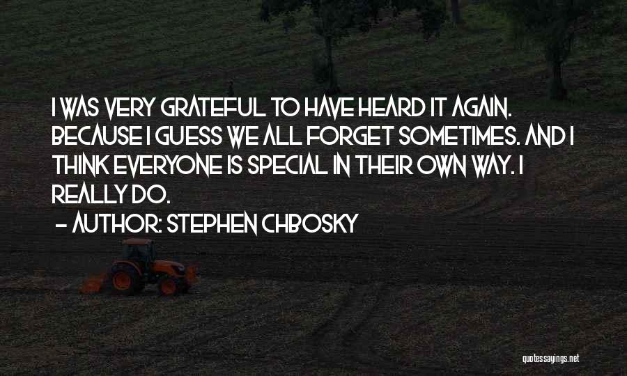 Stephen Chbosky Quotes: I Was Very Grateful To Have Heard It Again. Because I Guess We All Forget Sometimes. And I Think Everyone