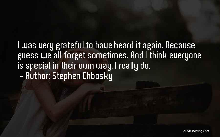 Stephen Chbosky Quotes: I Was Very Grateful To Have Heard It Again. Because I Guess We All Forget Sometimes. And I Think Everyone