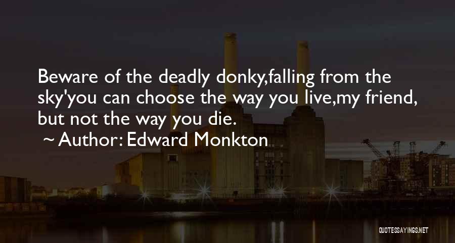 Edward Monkton Quotes: Beware Of The Deadly Donky,falling From The Sky'you Can Choose The Way You Live,my Friend, But Not The Way You