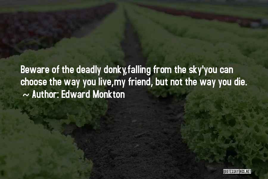 Edward Monkton Quotes: Beware Of The Deadly Donky,falling From The Sky'you Can Choose The Way You Live,my Friend, But Not The Way You