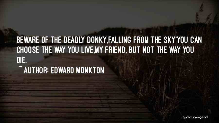Edward Monkton Quotes: Beware Of The Deadly Donky,falling From The Sky'you Can Choose The Way You Live,my Friend, But Not The Way You