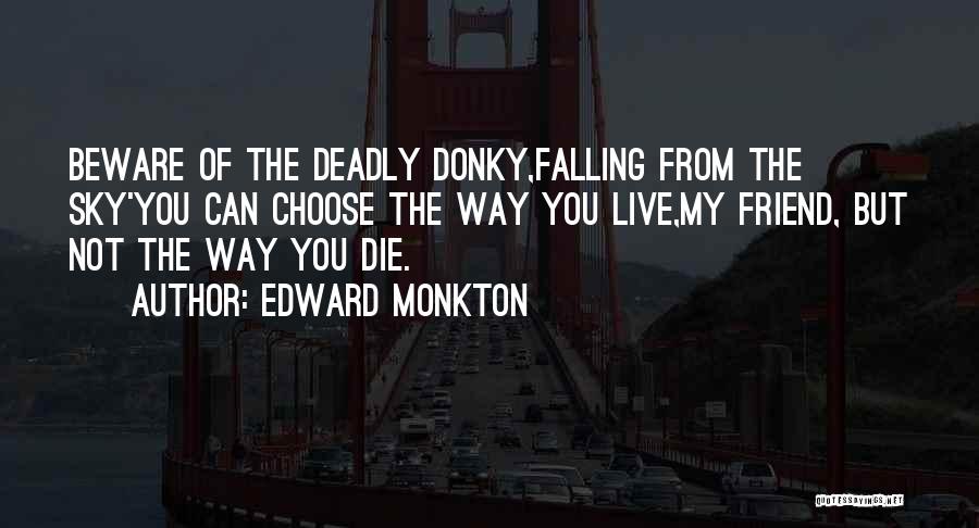 Edward Monkton Quotes: Beware Of The Deadly Donky,falling From The Sky'you Can Choose The Way You Live,my Friend, But Not The Way You