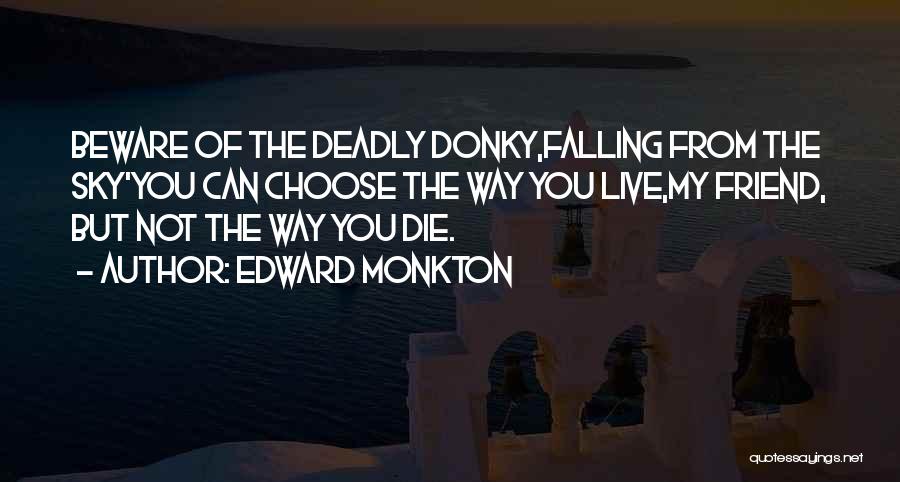 Edward Monkton Quotes: Beware Of The Deadly Donky,falling From The Sky'you Can Choose The Way You Live,my Friend, But Not The Way You