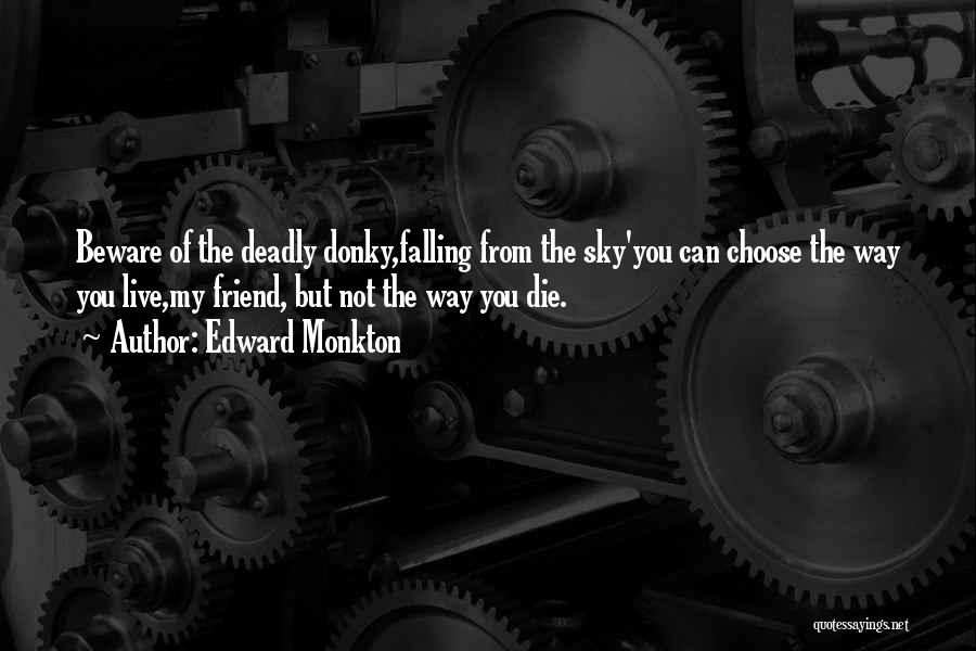 Edward Monkton Quotes: Beware Of The Deadly Donky,falling From The Sky'you Can Choose The Way You Live,my Friend, But Not The Way You