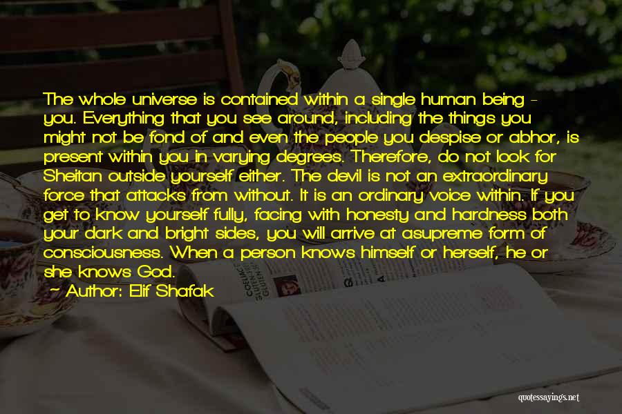 Elif Shafak Quotes: The Whole Universe Is Contained Within A Single Human Being - You. Everything That You See Around, Including The Things