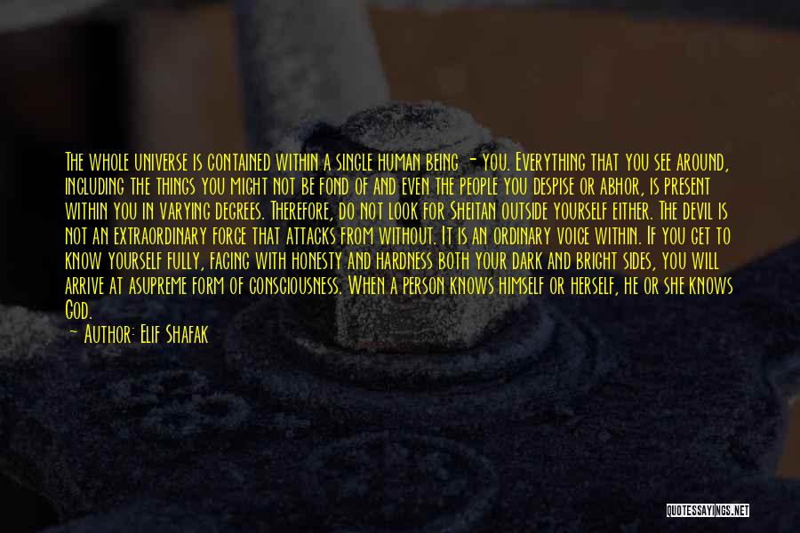 Elif Shafak Quotes: The Whole Universe Is Contained Within A Single Human Being - You. Everything That You See Around, Including The Things