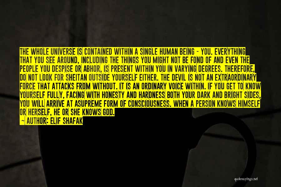 Elif Shafak Quotes: The Whole Universe Is Contained Within A Single Human Being - You. Everything That You See Around, Including The Things