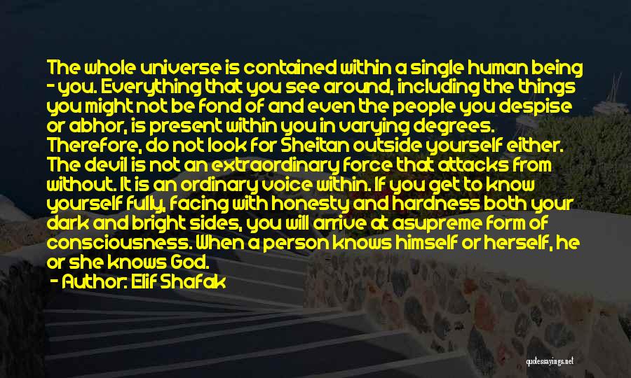 Elif Shafak Quotes: The Whole Universe Is Contained Within A Single Human Being - You. Everything That You See Around, Including The Things