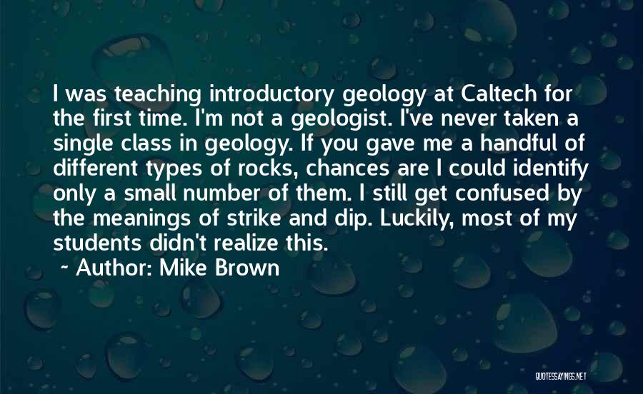 Mike Brown Quotes: I Was Teaching Introductory Geology At Caltech For The First Time. I'm Not A Geologist. I've Never Taken A Single