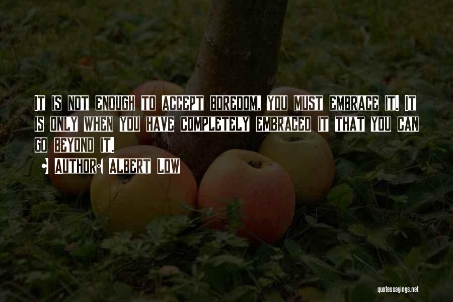 Albert Low Quotes: It Is Not Enough To Accept Boredom, You Must Embrace It. It Is Only When You Have Completely Embraced It