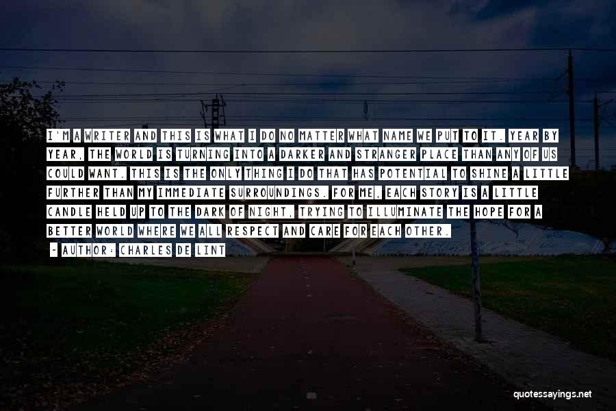 Charles De Lint Quotes: I'm A Writer And This Is What I Do No Matter What Name We Put To It. Year By Year,