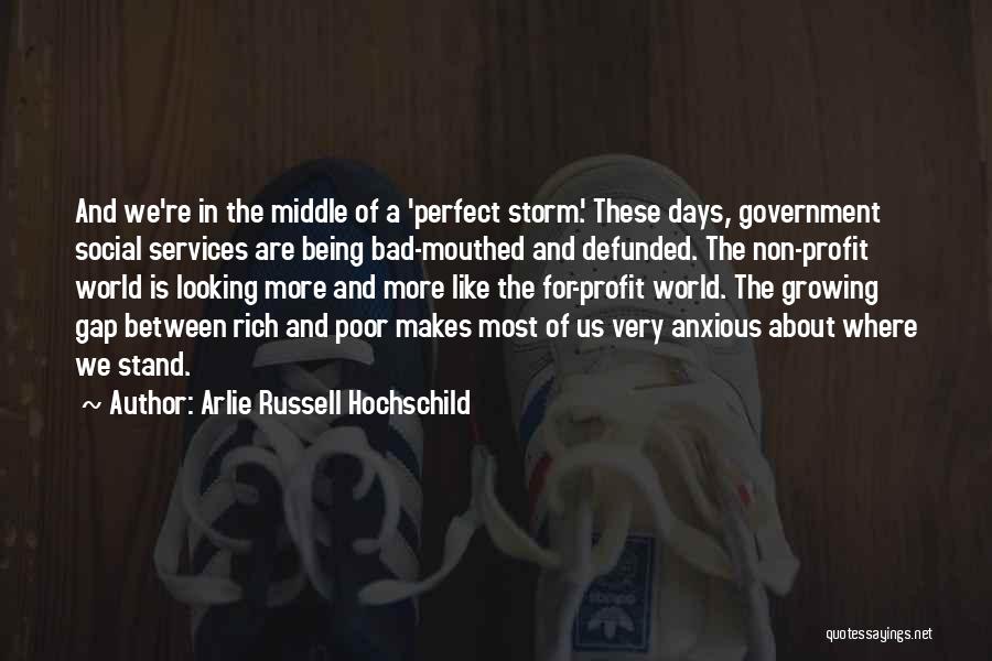 Arlie Russell Hochschild Quotes: And We're In The Middle Of A 'perfect Storm.' These Days, Government Social Services Are Being Bad-mouthed And Defunded. The