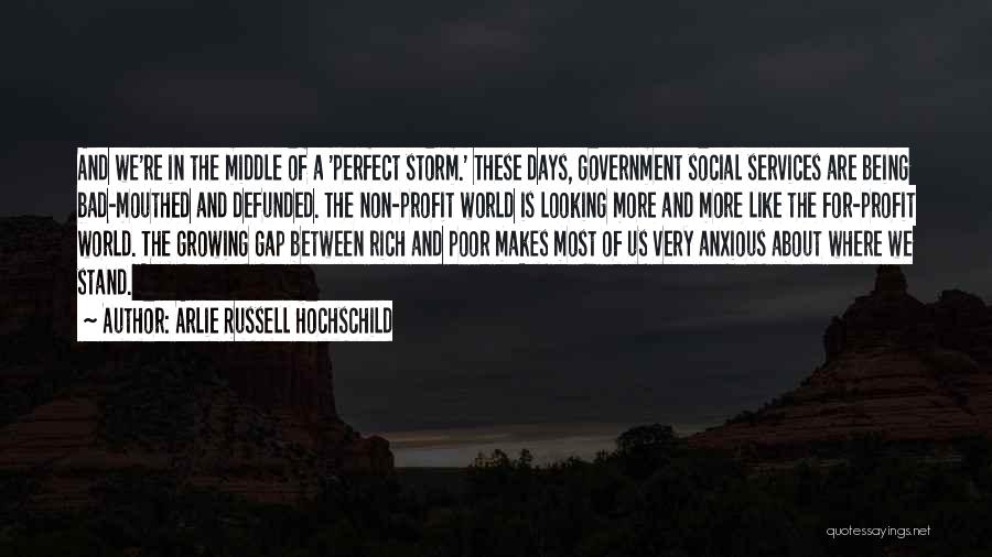 Arlie Russell Hochschild Quotes: And We're In The Middle Of A 'perfect Storm.' These Days, Government Social Services Are Being Bad-mouthed And Defunded. The