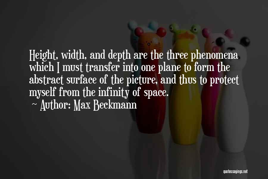 Max Beckmann Quotes: Height, Width, And Depth Are The Three Phenomena Which I Must Transfer Into One Plane To Form The Abstract Surface