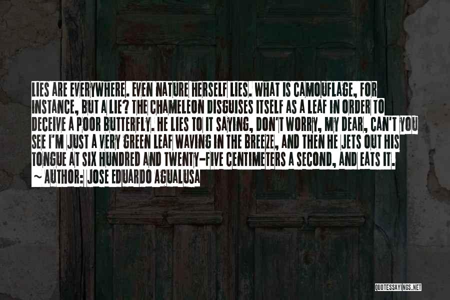 Jose Eduardo Agualusa Quotes: Lies Are Everywhere. Even Nature Herself Lies. What Is Camouflage, For Instance, But A Lie? The Chameleon Disguises Itself As