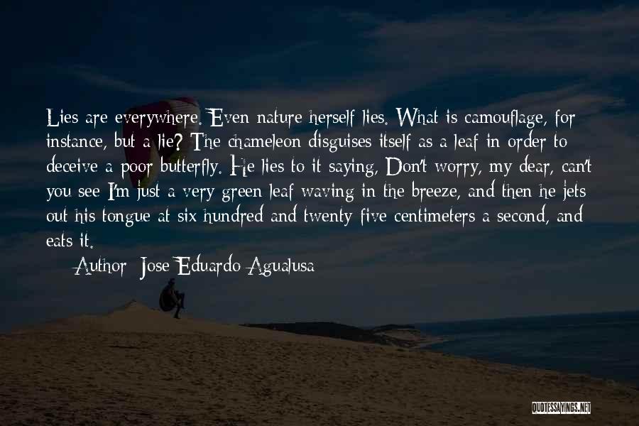 Jose Eduardo Agualusa Quotes: Lies Are Everywhere. Even Nature Herself Lies. What Is Camouflage, For Instance, But A Lie? The Chameleon Disguises Itself As