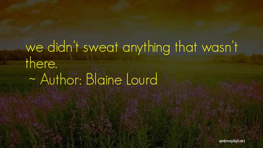 Blaine Lourd Quotes: We Didn't Sweat Anything That Wasn't There.