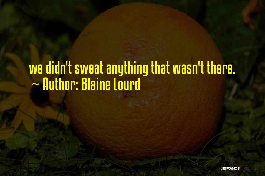 Blaine Lourd Quotes: We Didn't Sweat Anything That Wasn't There.