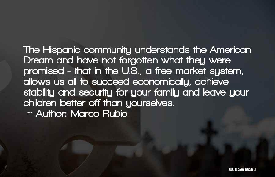 Marco Rubio Quotes: The Hispanic Community Understands The American Dream And Have Not Forgotten What They Were Promised - That In The U.s.,