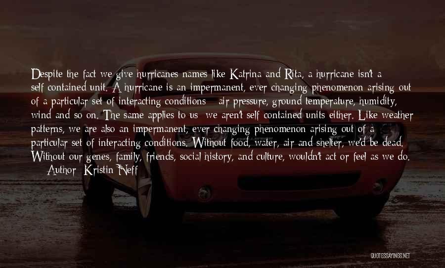 Kristin Neff Quotes: Despite The Fact We Give Hurricanes Names Like Katrina And Rita, A Hurricane Isn't A Self-contained Unit. A Hurricane Is