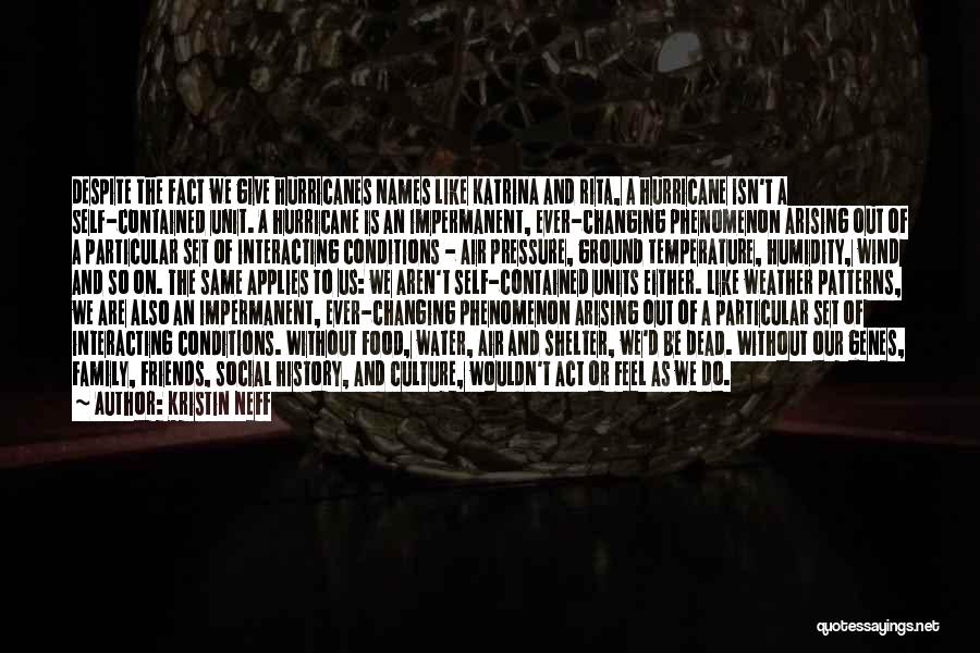 Kristin Neff Quotes: Despite The Fact We Give Hurricanes Names Like Katrina And Rita, A Hurricane Isn't A Self-contained Unit. A Hurricane Is