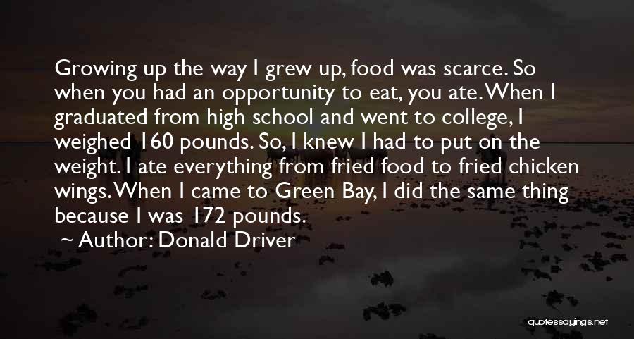 Donald Driver Quotes: Growing Up The Way I Grew Up, Food Was Scarce. So When You Had An Opportunity To Eat, You Ate.